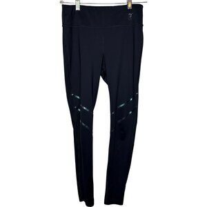Fila Sport Black Active Leggings With Iridescent Stripes | Women's Small Yoga
